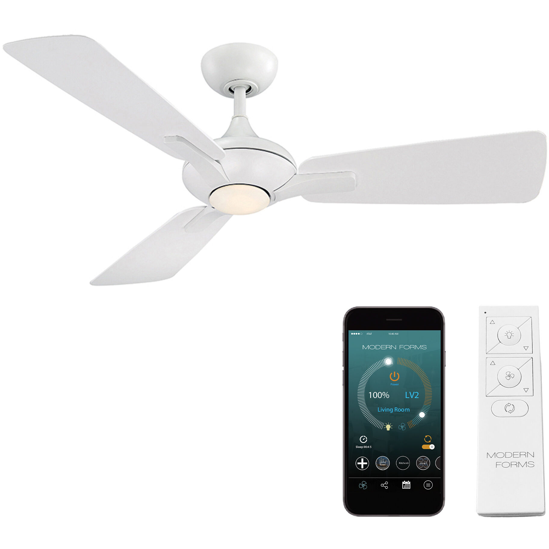 Mykonos 3 52 inch Matte White Downrod Ceiling Fan in 3500K