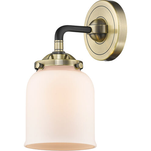 Nouveau Small Bell LED 5 inch Black Antique Brass Sconce Wall Light in Matte White Glass, Nouveau