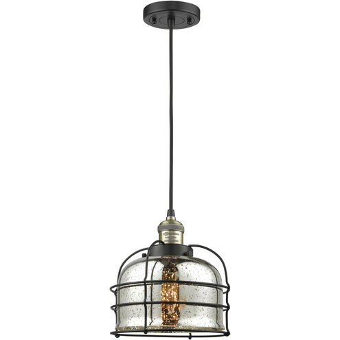 Franklin Restoration Bell Cage 1 Light 9 inch Black Antique Brass Mini Pendant Ceiling Light in Incandescent, Silver Plated Mercury, Franklin Restoration