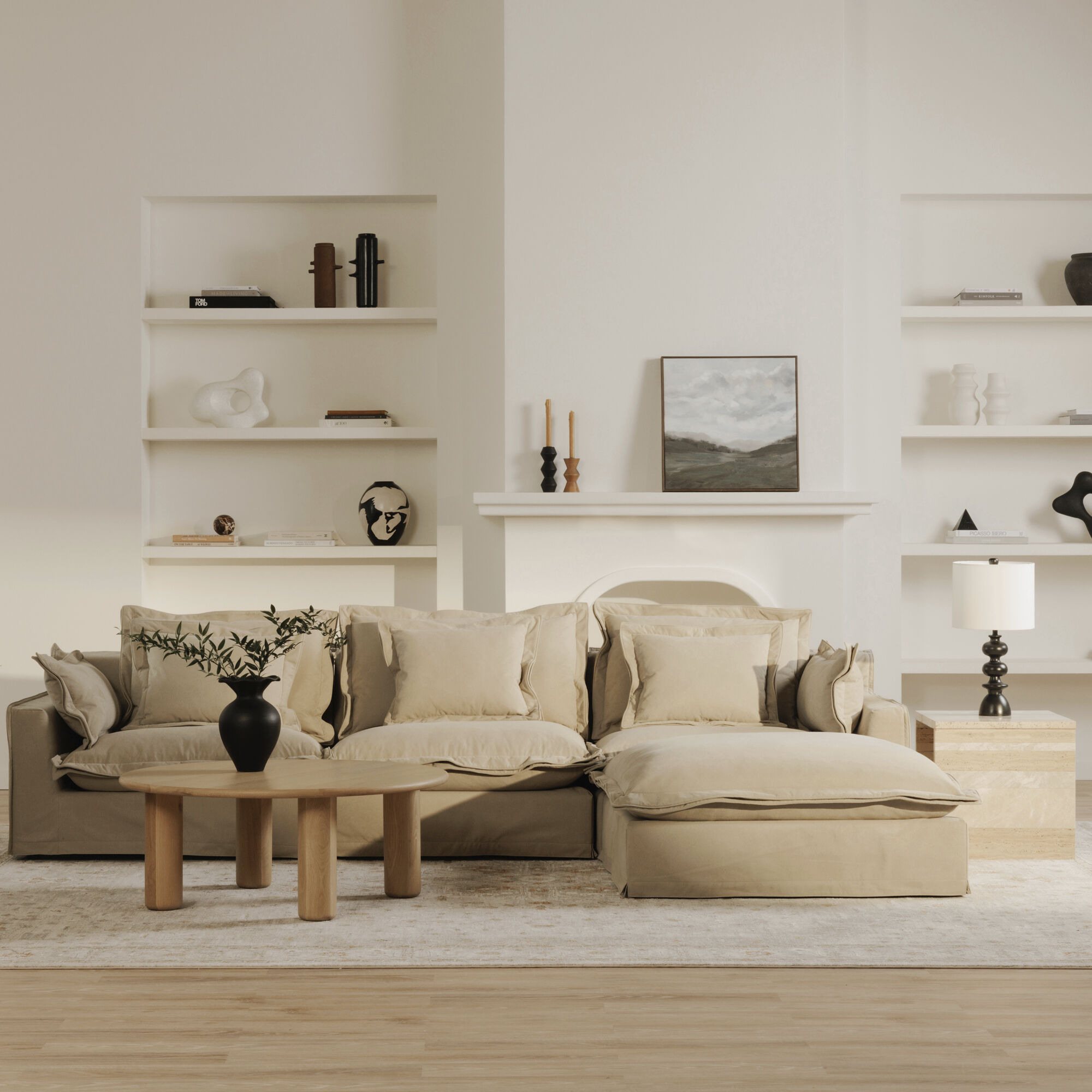 Olivia Beige Occasional Chair, Right