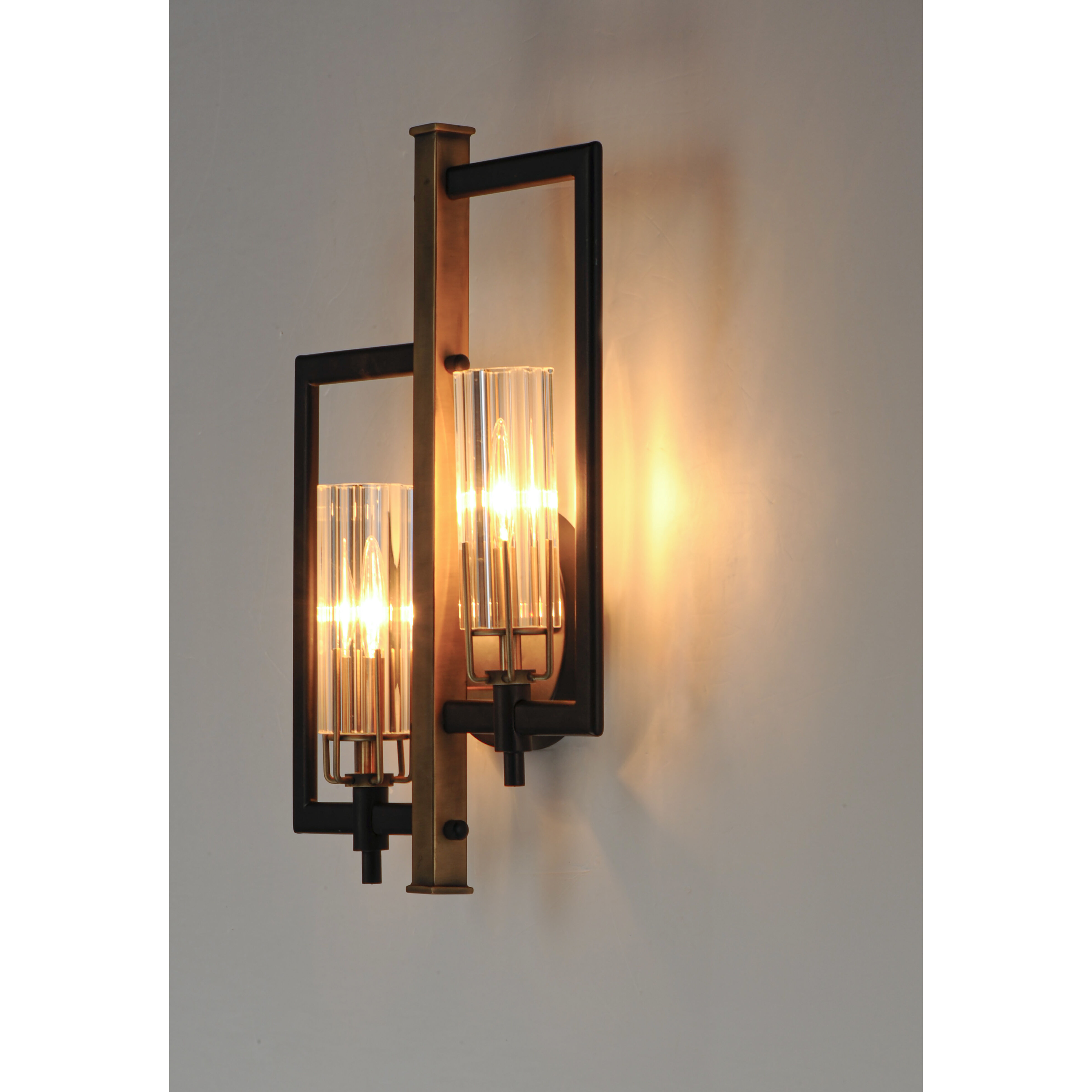 Flambeau 2 Light 13 inch Black/Antique Brass ADA Wall Sconce Wall Light