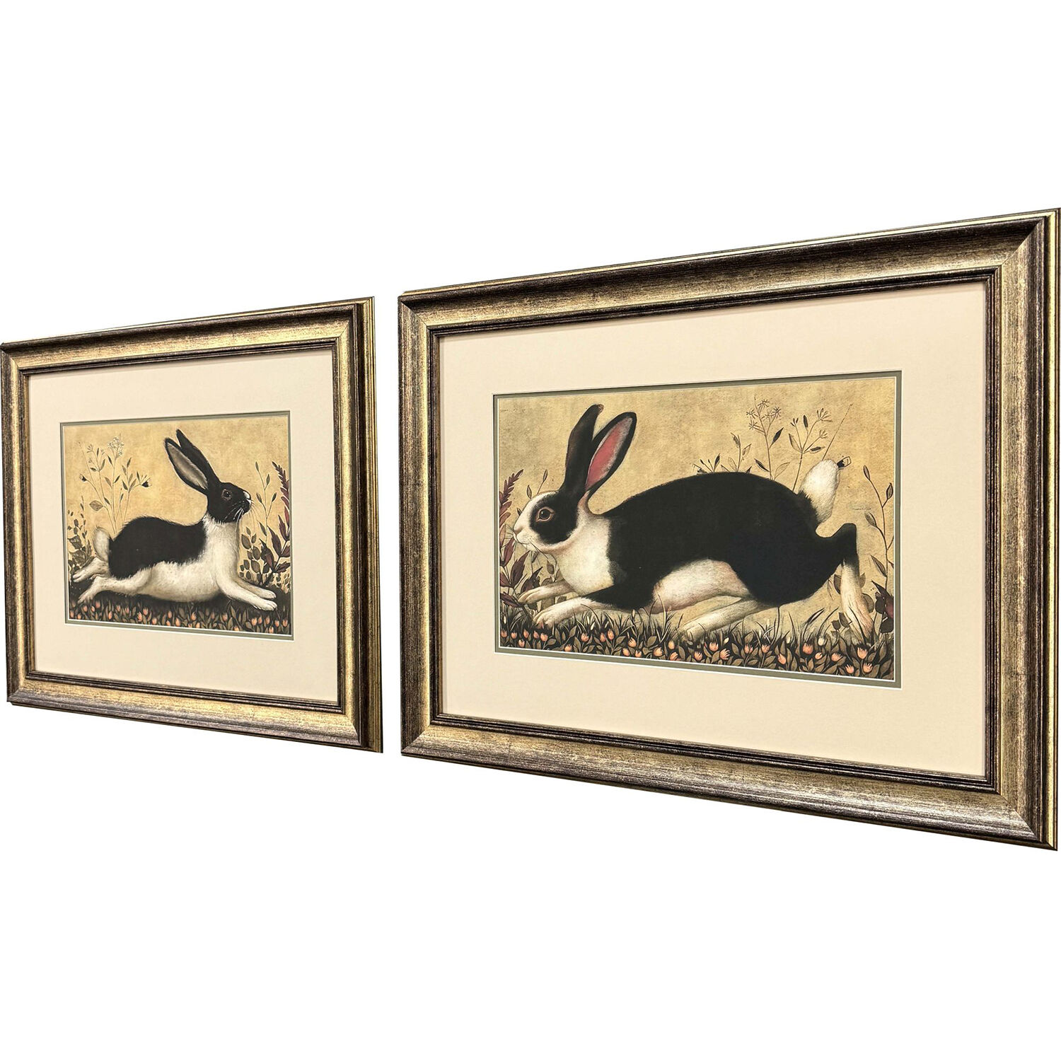 Folk Art Rabbit Black and Brown Framed Art, Propac