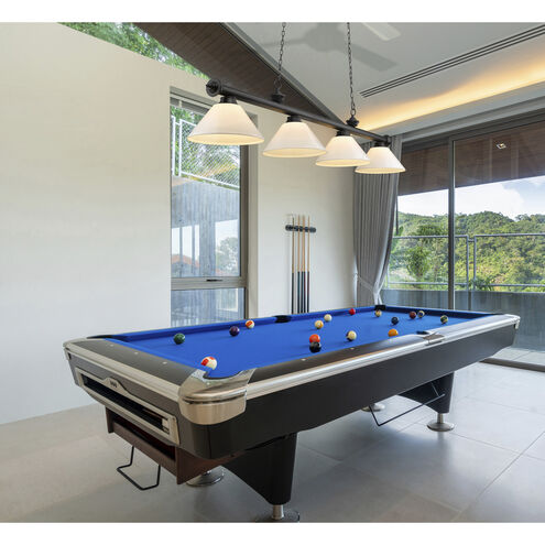 Cordon 4 Light 81.25 inch Matte Black Billiard Ceiling Light in White Plastic