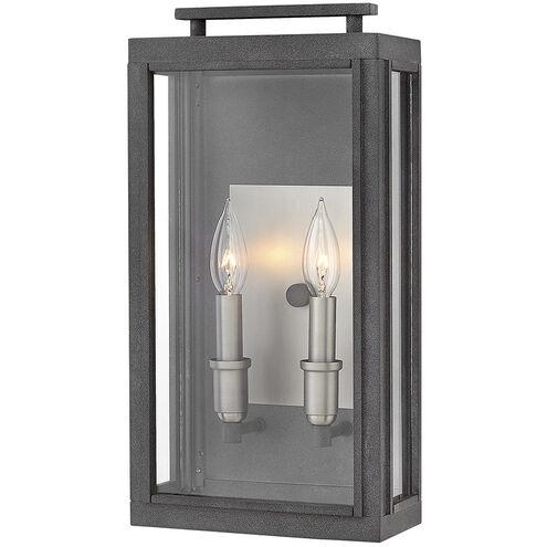 Sutcliffe LED 17 inch Aged Zinc with Antique Nickel Outdoor Wall Mount Lantern, Medium