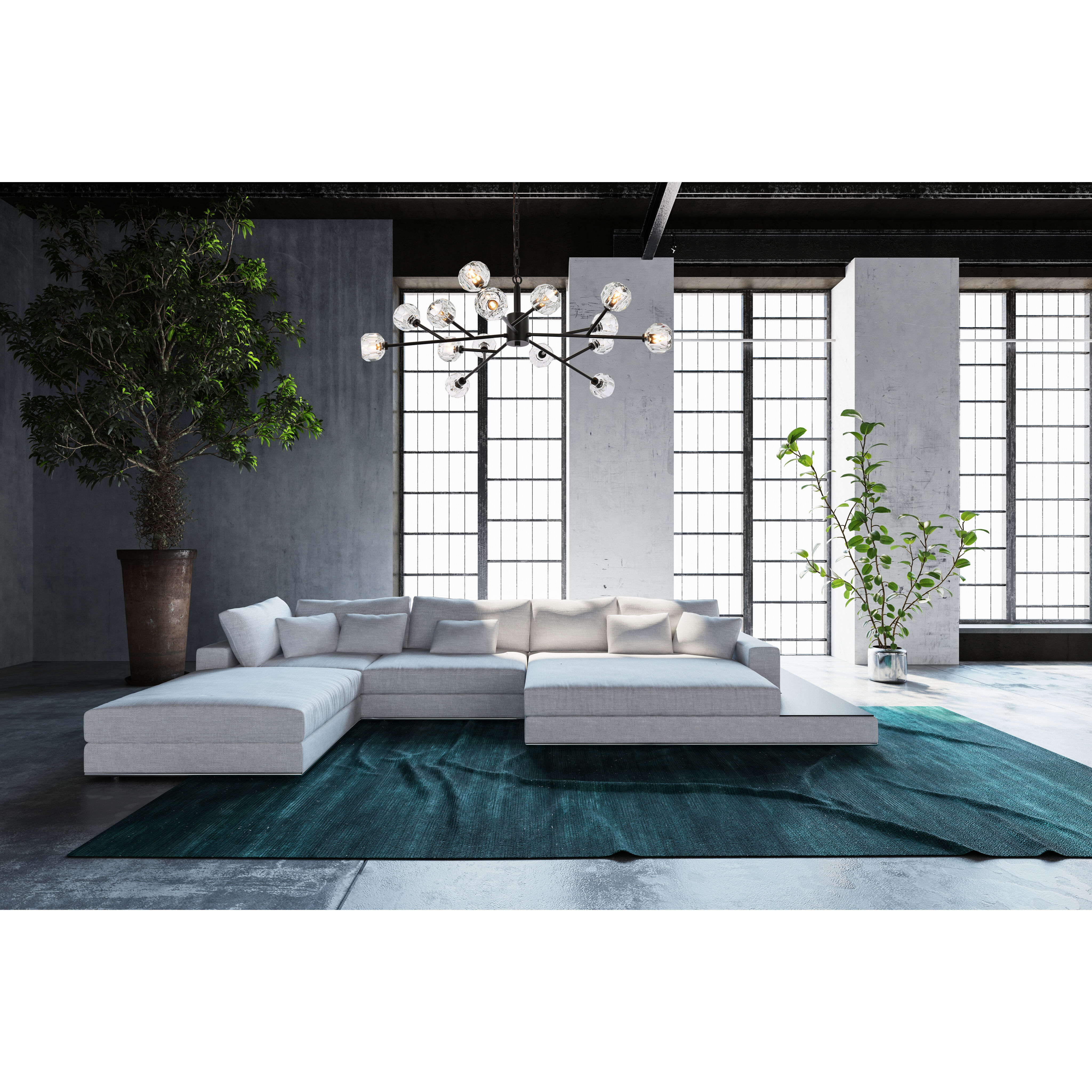 Graham 15 Light 42 inch Black Pendant Ceiling Light