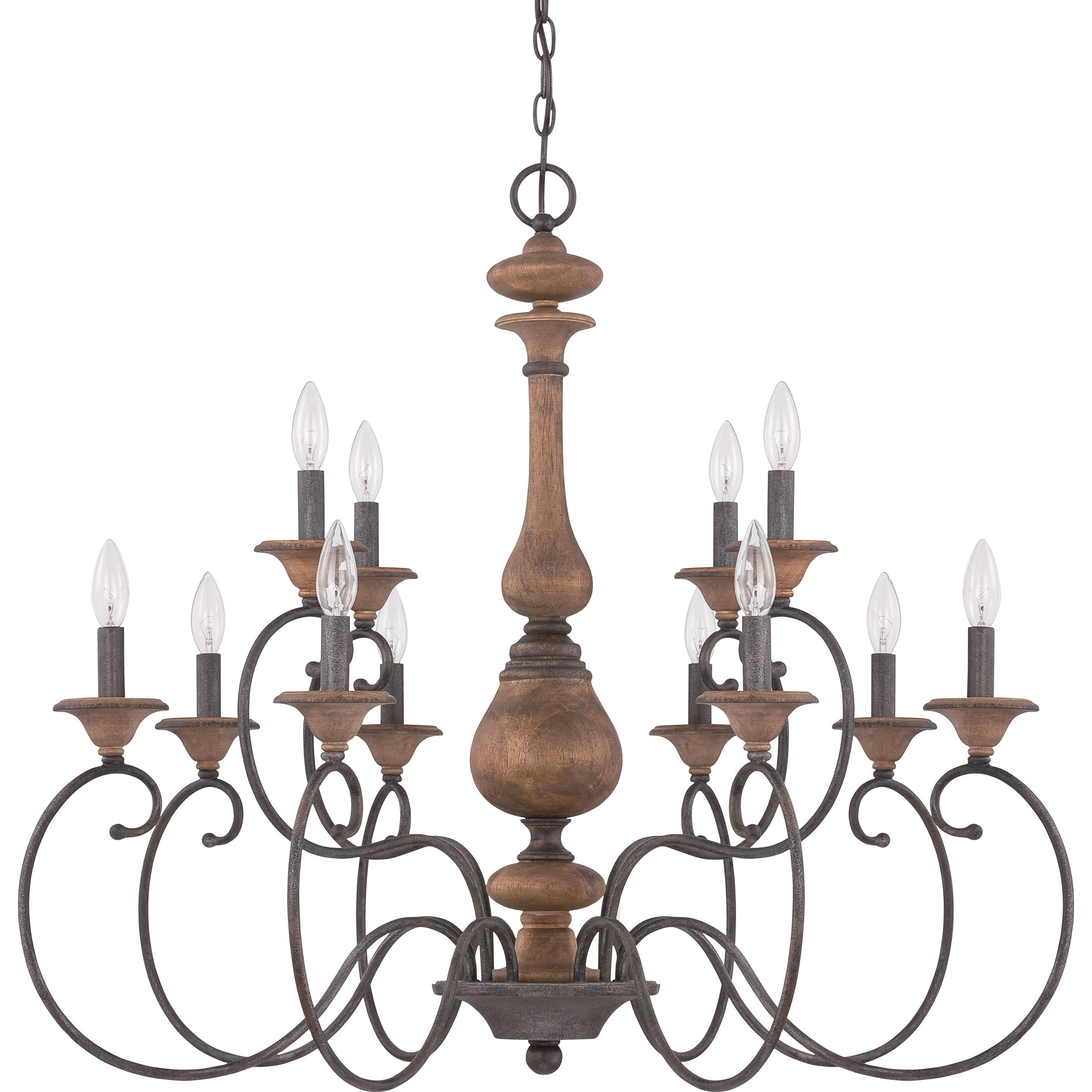 Auburn 12 Light 36 inch Rustic Black Foyer Chandelier Ceiling Light