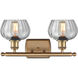 Ballston Fenton 2 Light 16 inch Brushed Brass Bath Vanity Light Wall Light in Clear Glass, Ballston