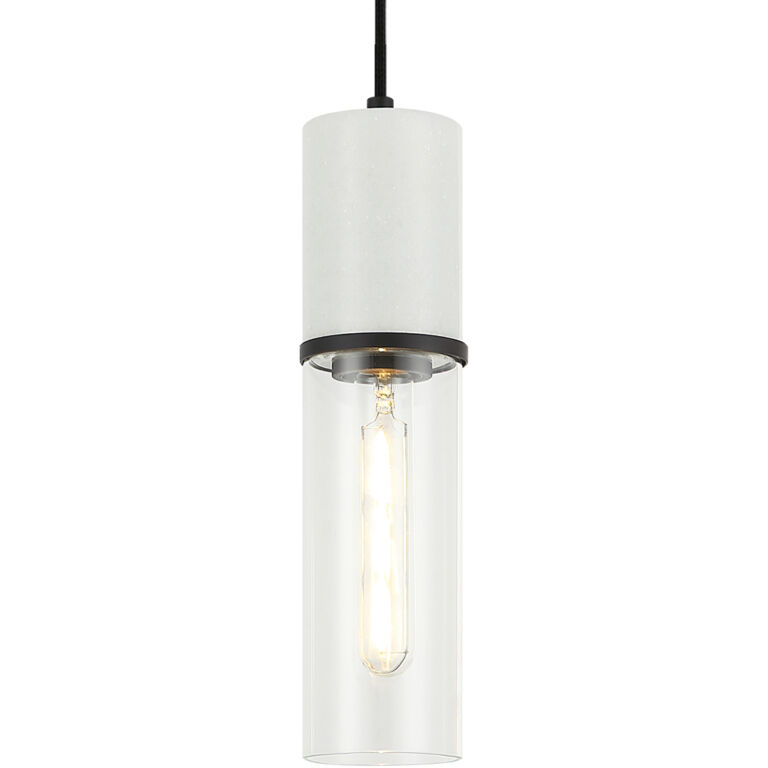 Marmor 1 Light 3.38 inch Matte Black and White Marble Pendant Ceiling Light