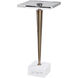 Campeiro 29 X 13 inch Crystal and Brushed Brass with White Marble Drink Table