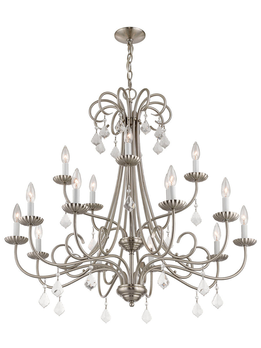 Daphne 15 Light 36 inch Brushed Nickel Foyer Chandelier Ceiling Light