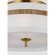 AH by Alexa Hampton Cordtlandt 3 Light 19 inch Burnished Brass with Rattan Semi-Flush Mount Ceiling Light