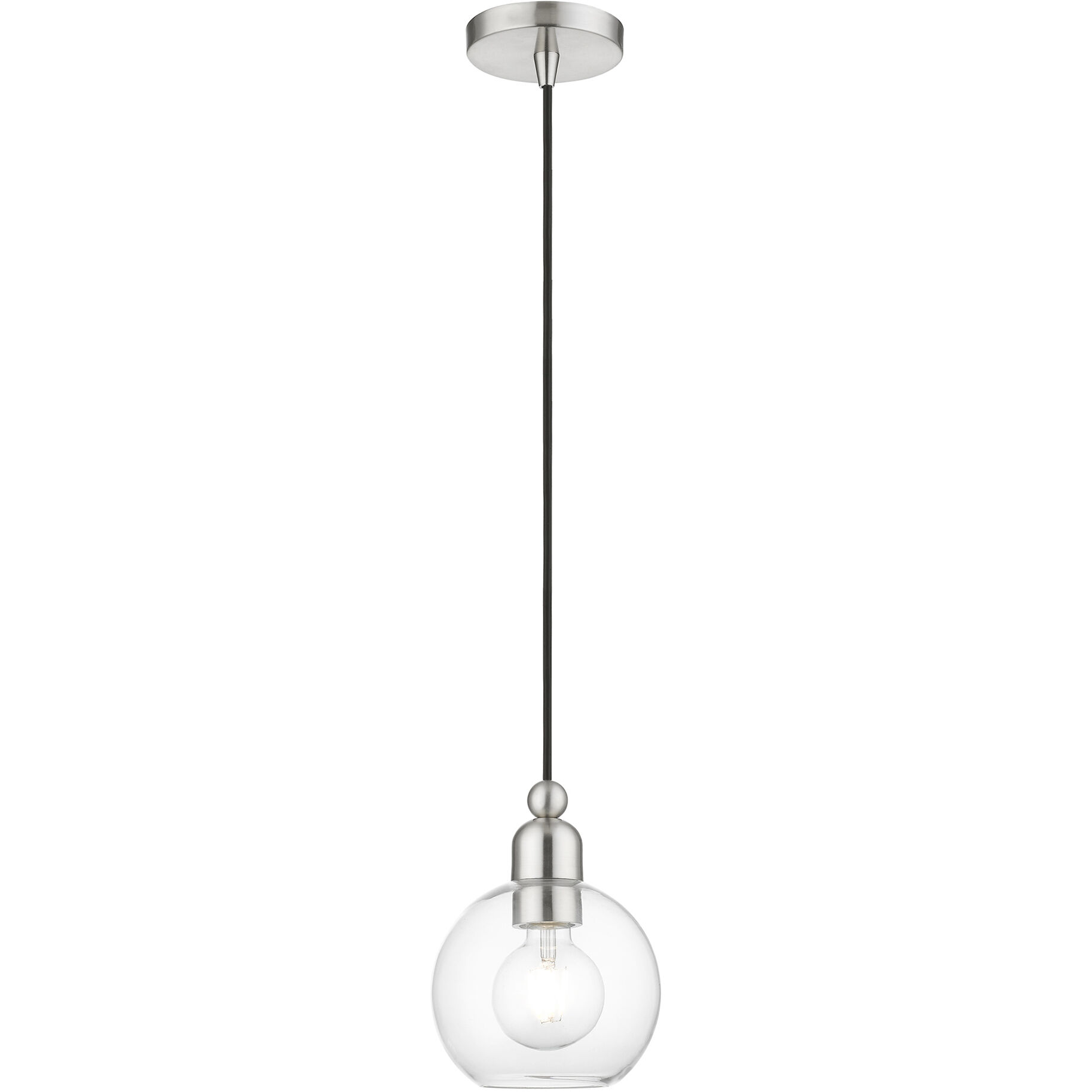 Downtown 1 Light 7 inch Brushed Nickel Mini Pendant Ceiling Light, Sphere
