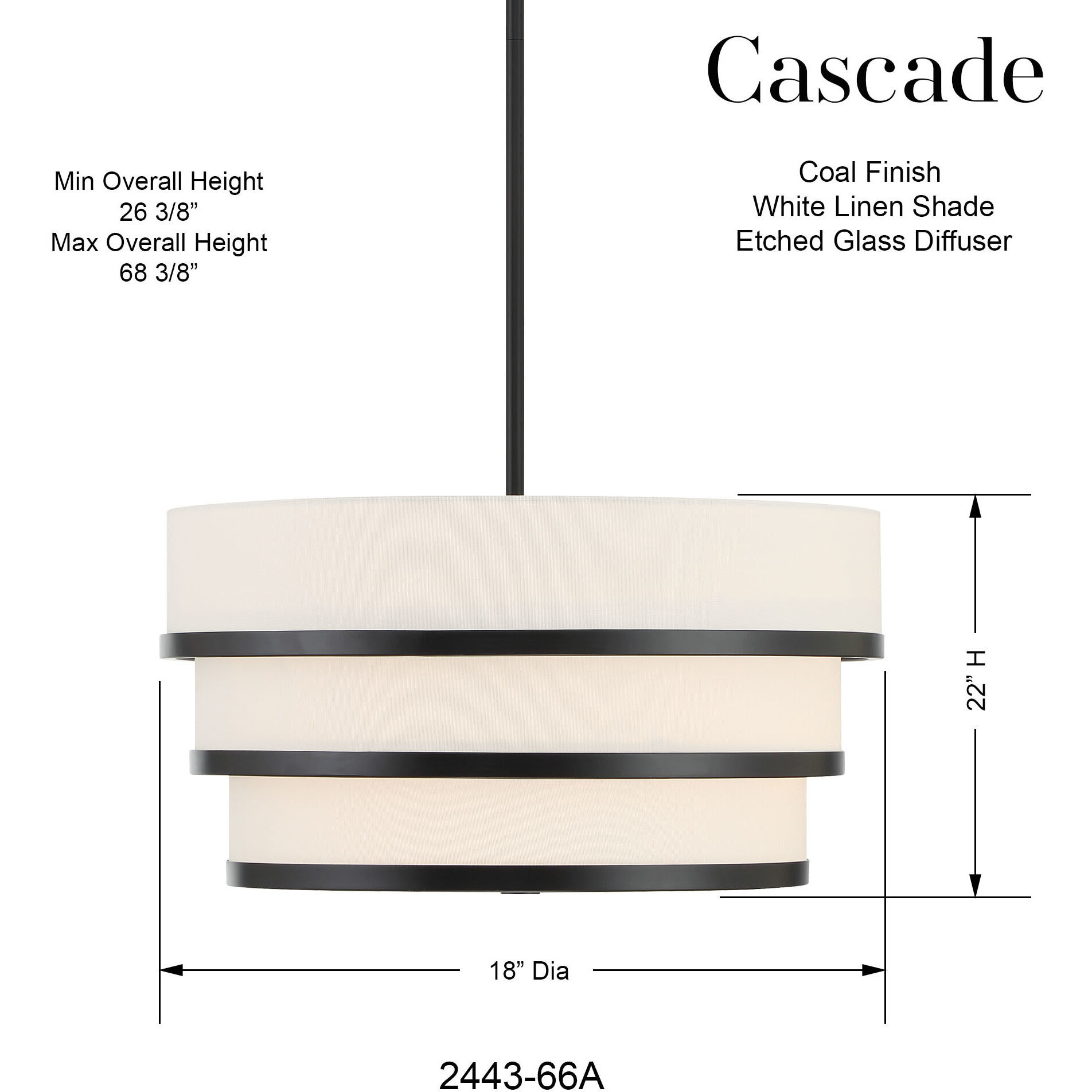 Cascade 3 Light Coal Pendant Ceiling Light
