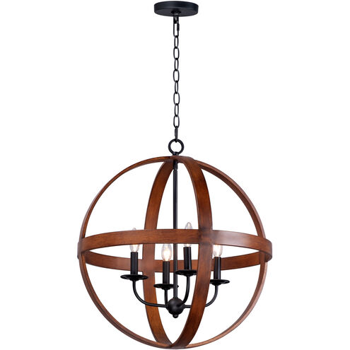 Compass 4 Light 22.5 inch Antique Pecan/Black Single Pendant Ceiling Light in Antique Pecan and Black