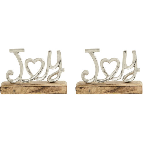 Season's Greetings Silver with Natural Holiday Table Decor, Joy