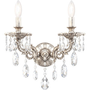 Milano 2 Light 8 inch Antique Silver Wall Sconce Wall Light in Cast Antique Silver, Milano Spectra