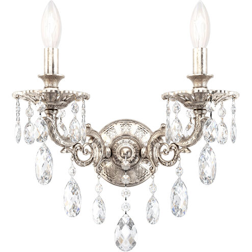 Milano 2 Light 8 inch Antique Silver Wall Sconce Wall Light in Cast Antique Silver, Milano Spectra