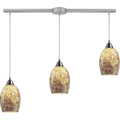 Avalon 3 Light 5 inch Satin Nickel with Multicolor Mini Pendant Ceiling Light