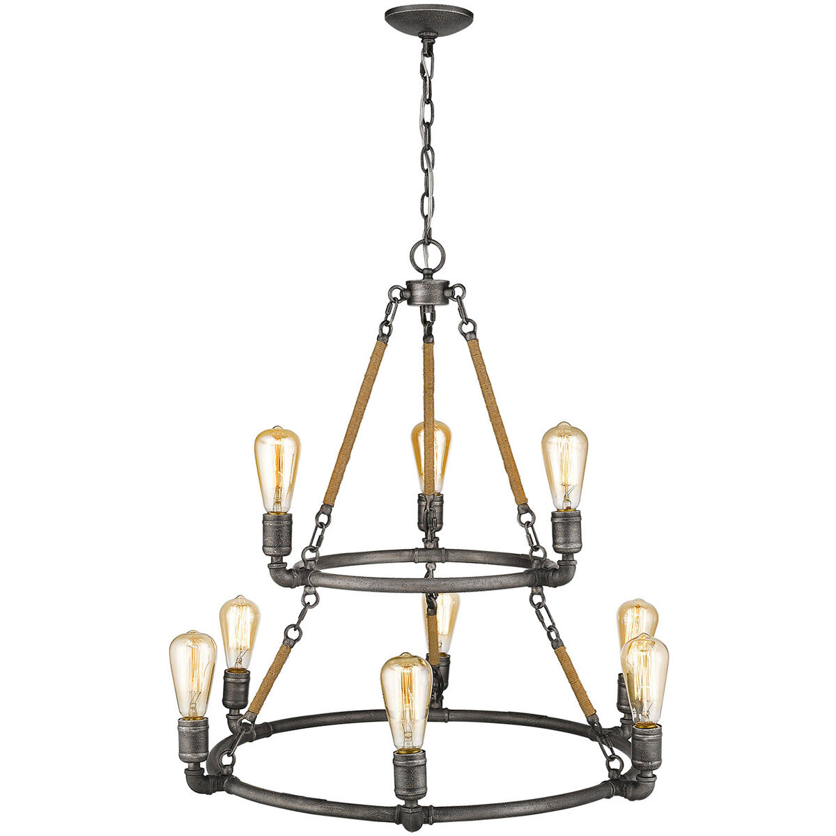 Grayson 9 Light 28 inch Antique Gray Chandelier Ceiling Light