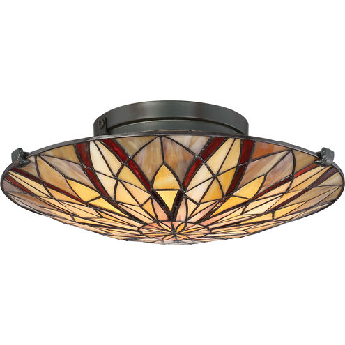 Victory 2 Light 16 inch Valiant Bronze Flush Mount Ceiling Light, Naturals