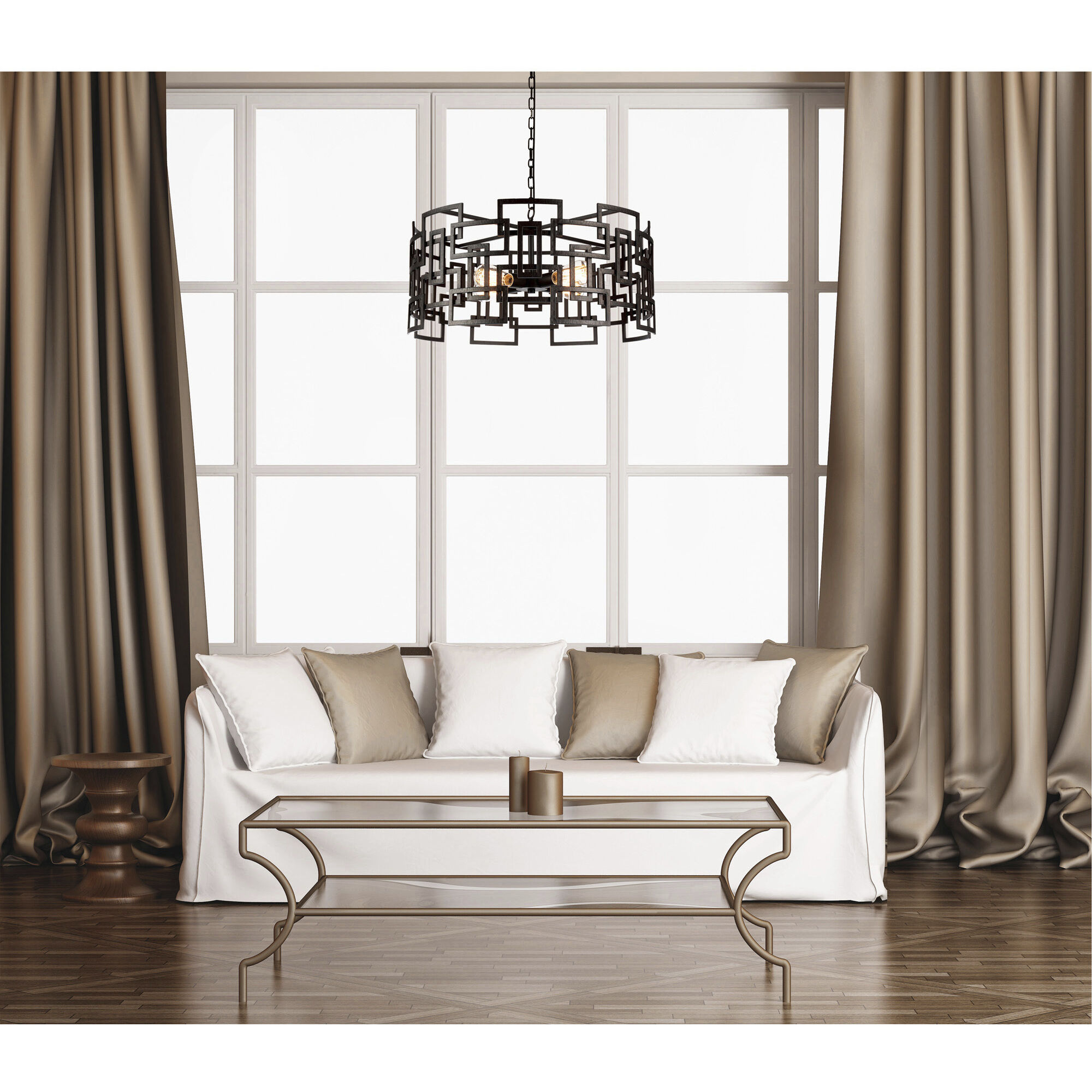 Litani 4 Light 25 inch Brown Down Chandelier Ceiling Light