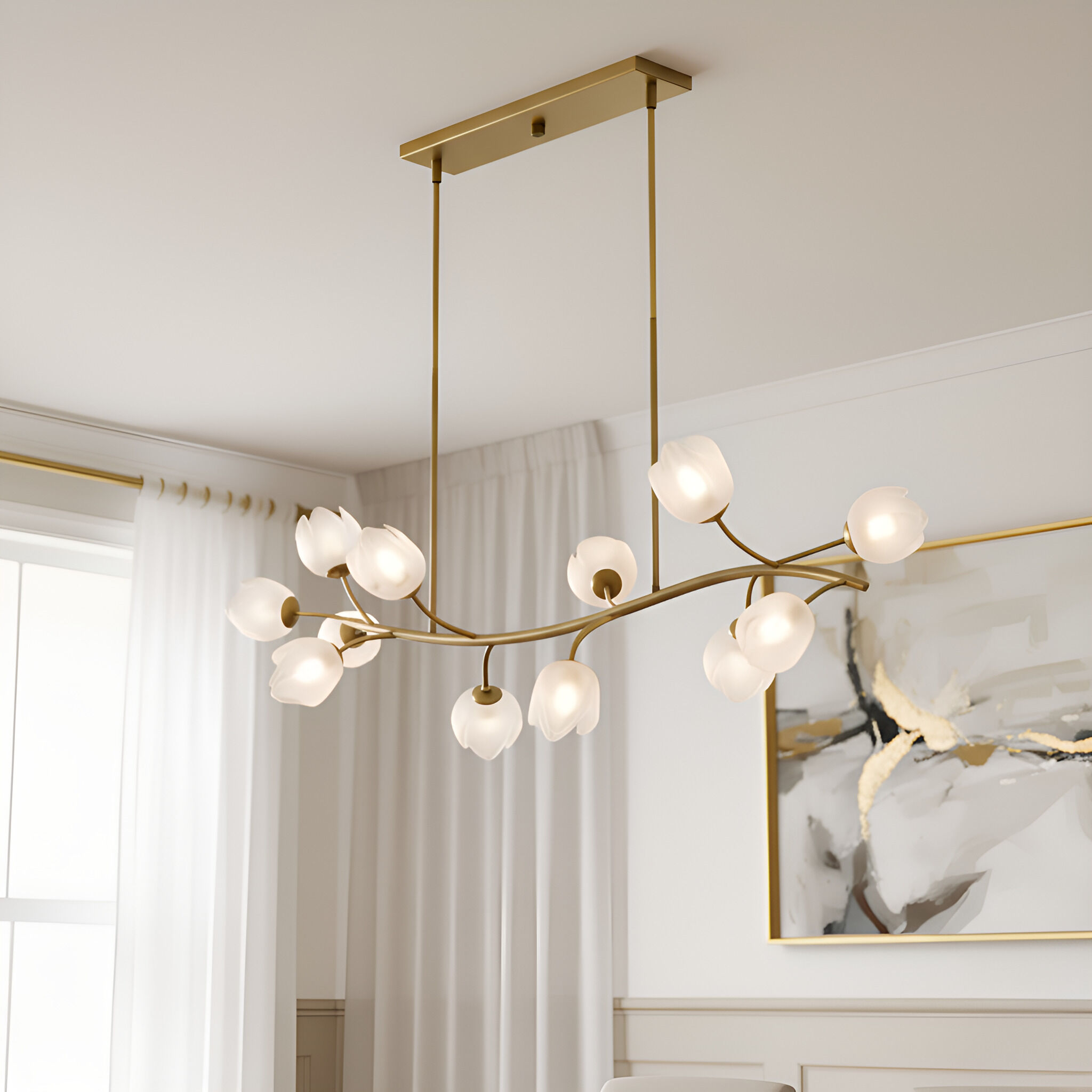 Walker 10 Light 48.5 inch Vintage Brass Island Light Ceiling Light