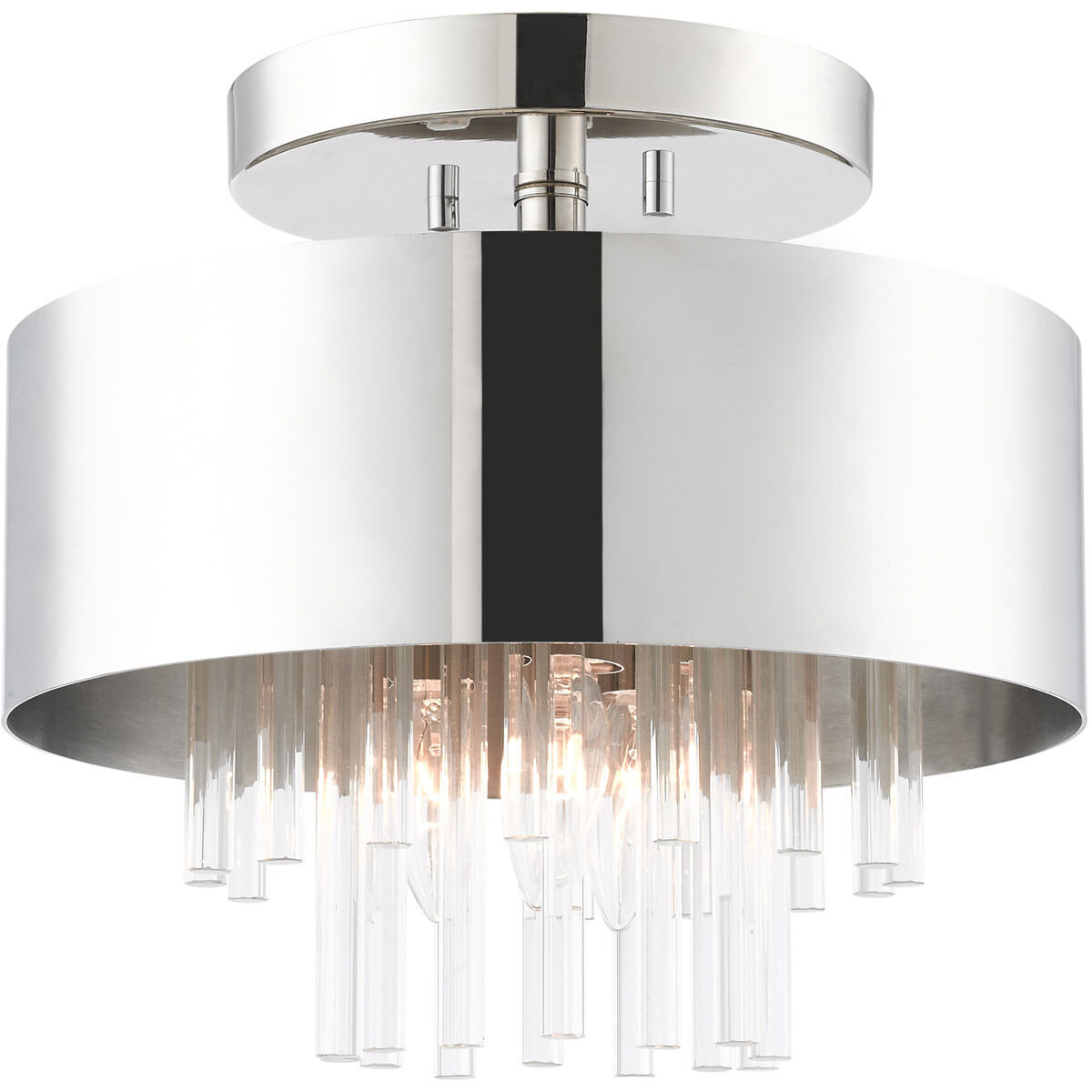 Orenburg 3 Light 13 inch Polished Nickel Semi Flush Ceiling Light