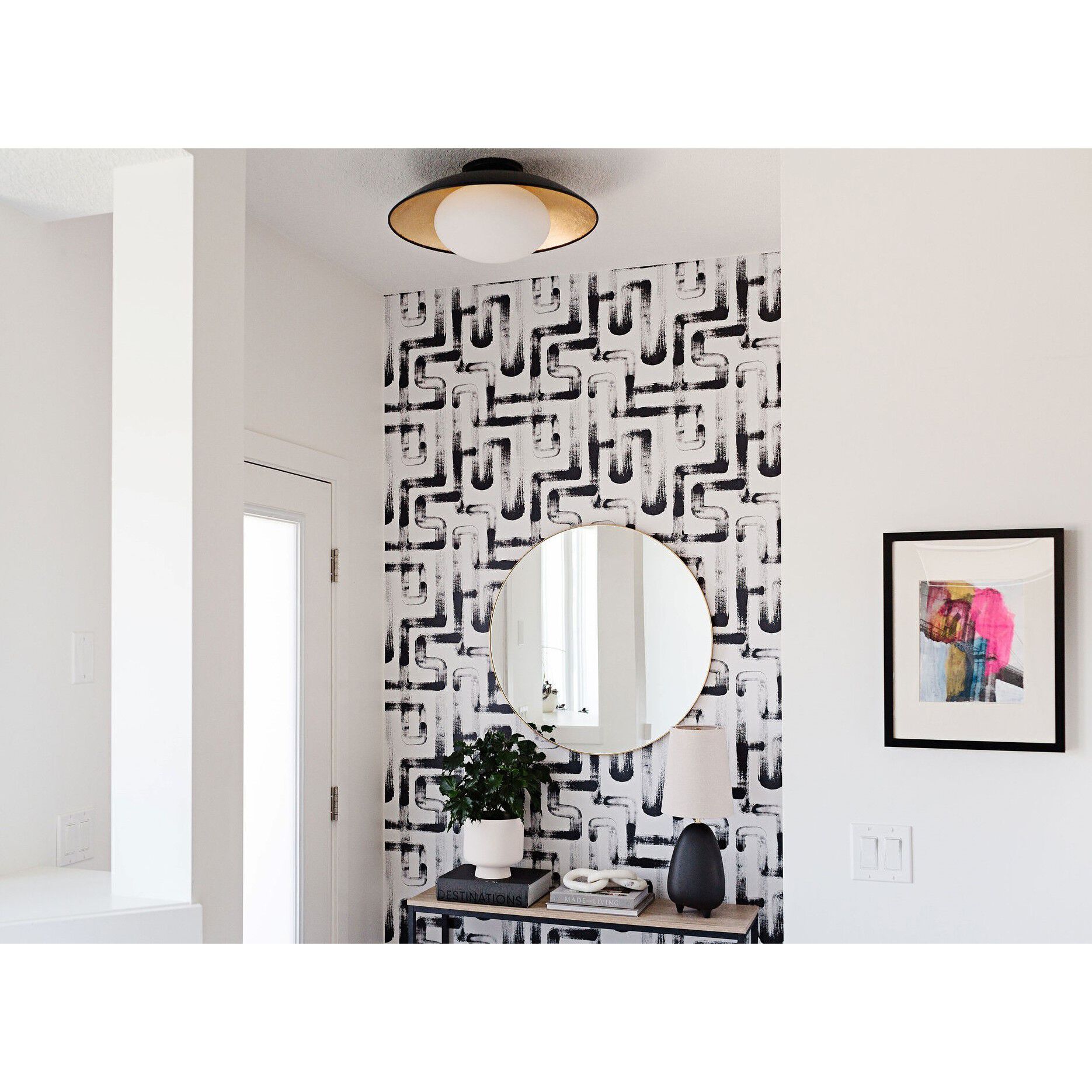 Cadence 1 Light 21 inch Black Lustro / Gold Leaf Combo Semi Flush Ceiling Light