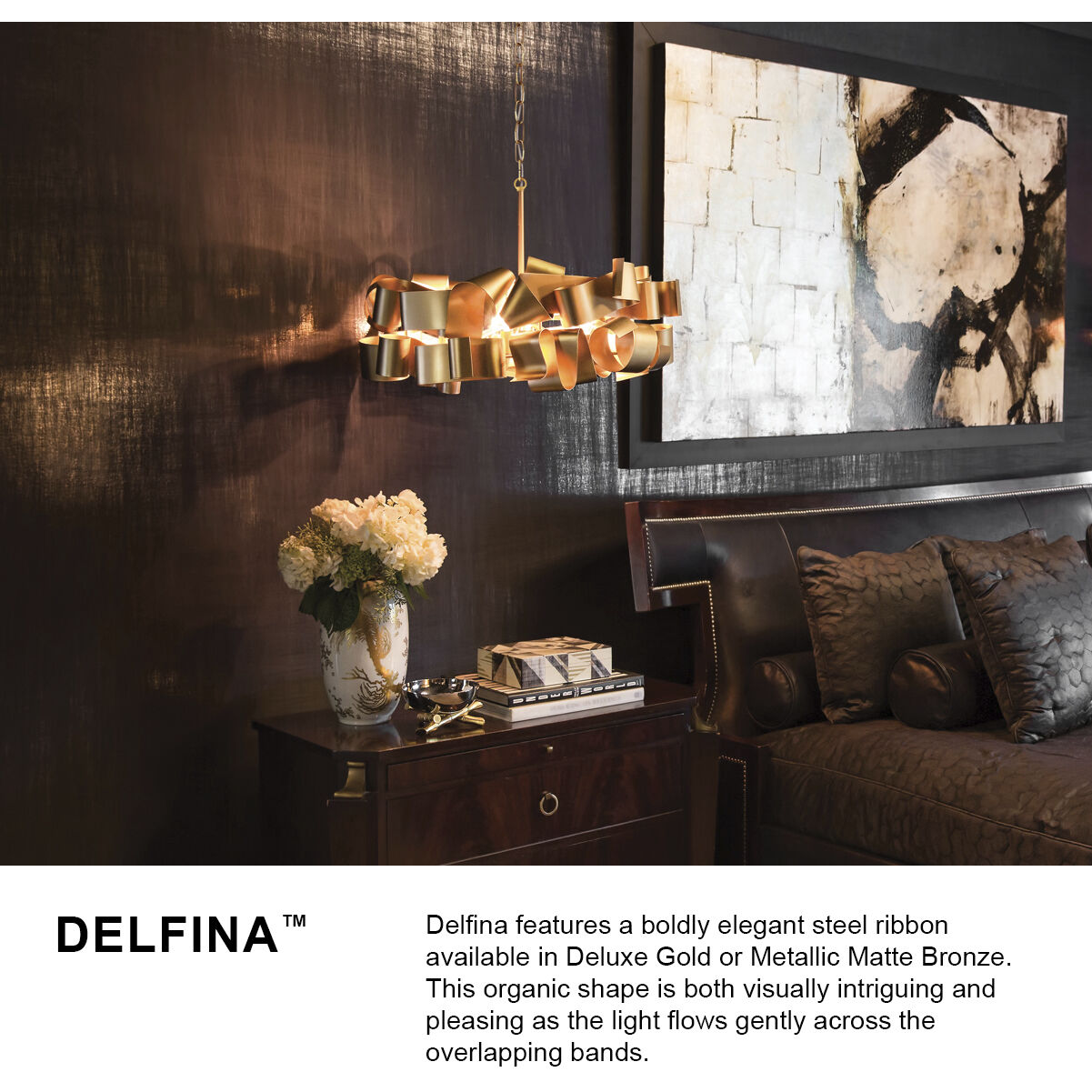 Delfina LED 26 inch Metallic Matte Bronze Chandelier Ceiling Light