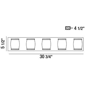 Barile 5 Light 31 inch Chrome Vanity Light Wall Light