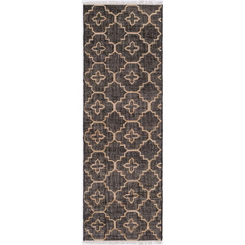 Laural 96 X 30 inch Black/Khaki/Cream Rugs, Jute