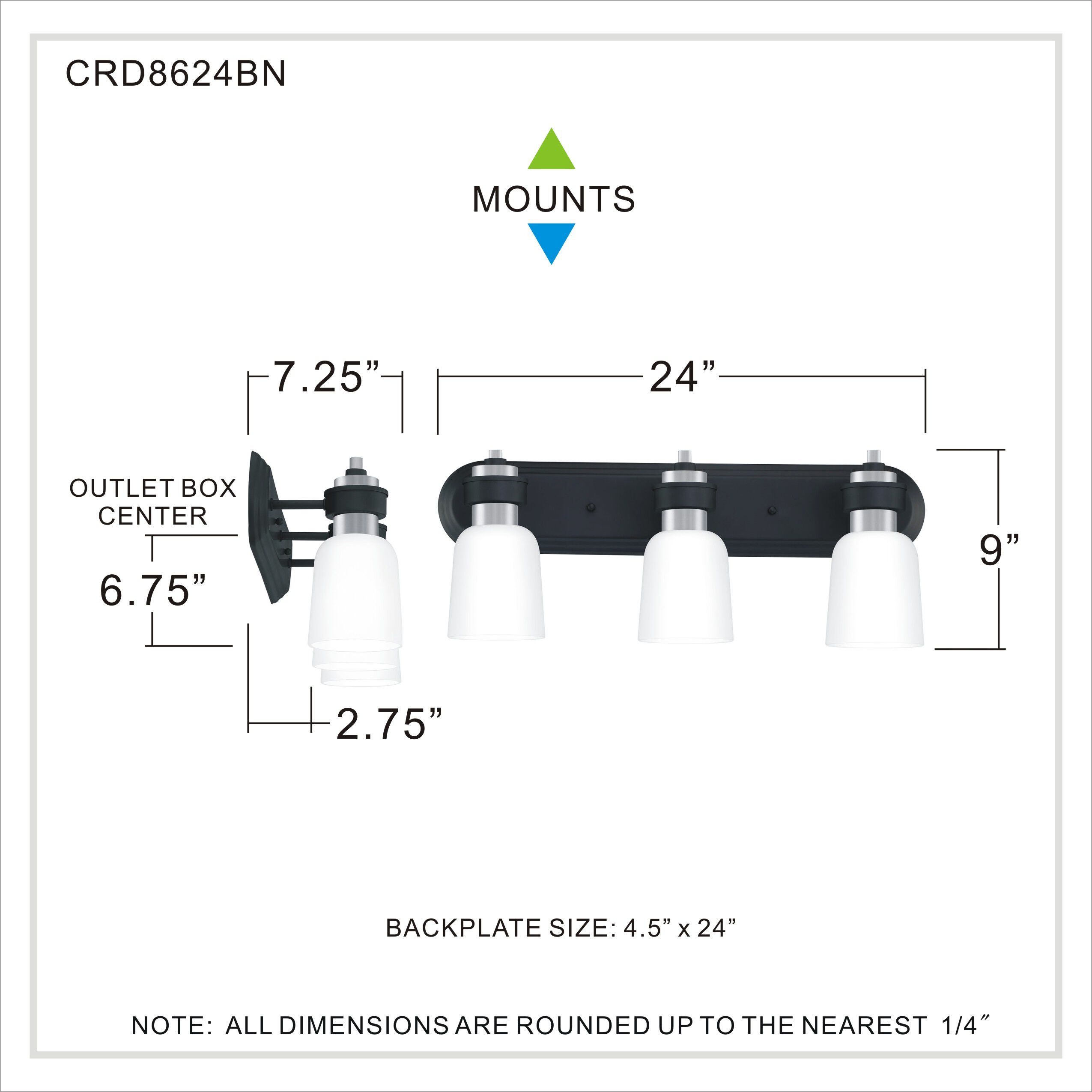 Conrad 3 Light 24 inch Brushed Nickel Bath Light Wall Light