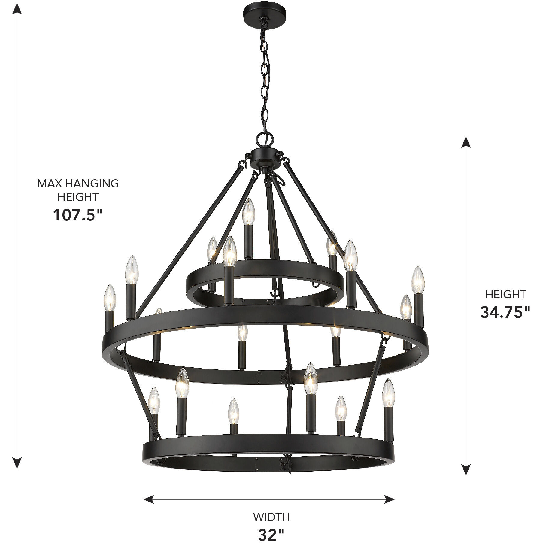 Alastair 32 inch 60.00 watt Matte Black Chandelier Ceiling Light
