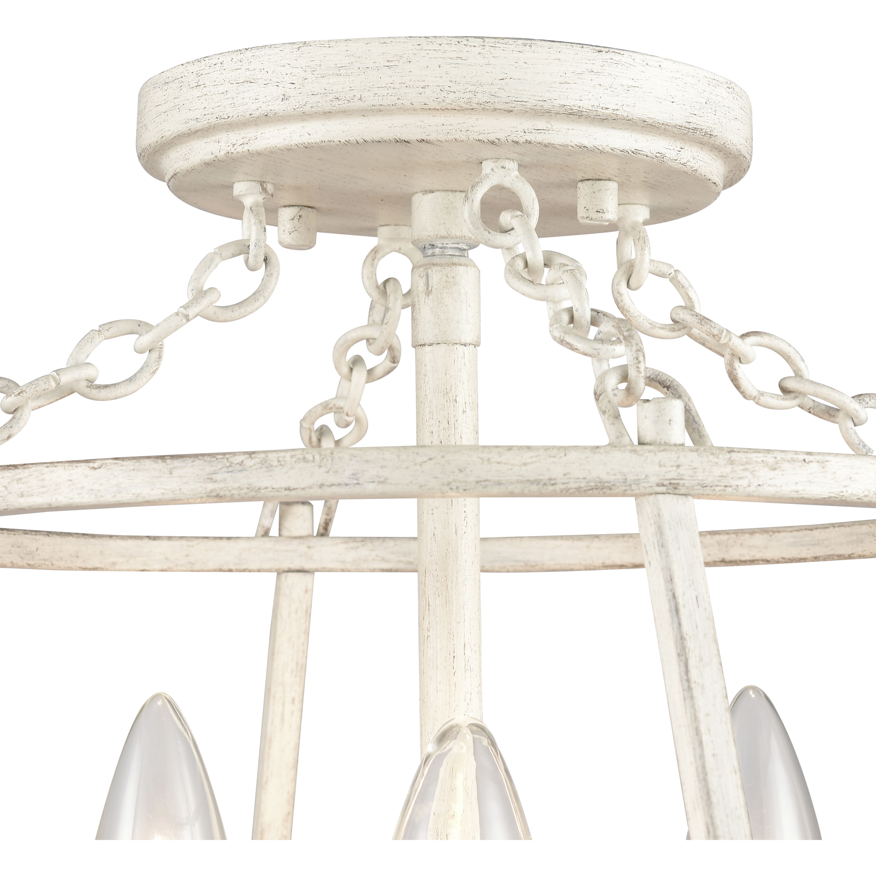 Joanie 3 Light 13 inch Antique White Semi Flush Mount Ceiling Light