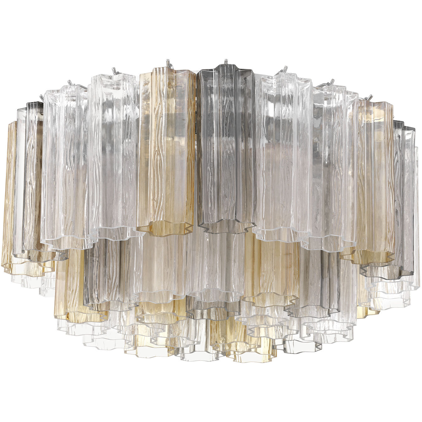 Addis 7 Light 22.25 inch Polished Chrome Flush Ceiling Light in Tronchi Glass Autumn