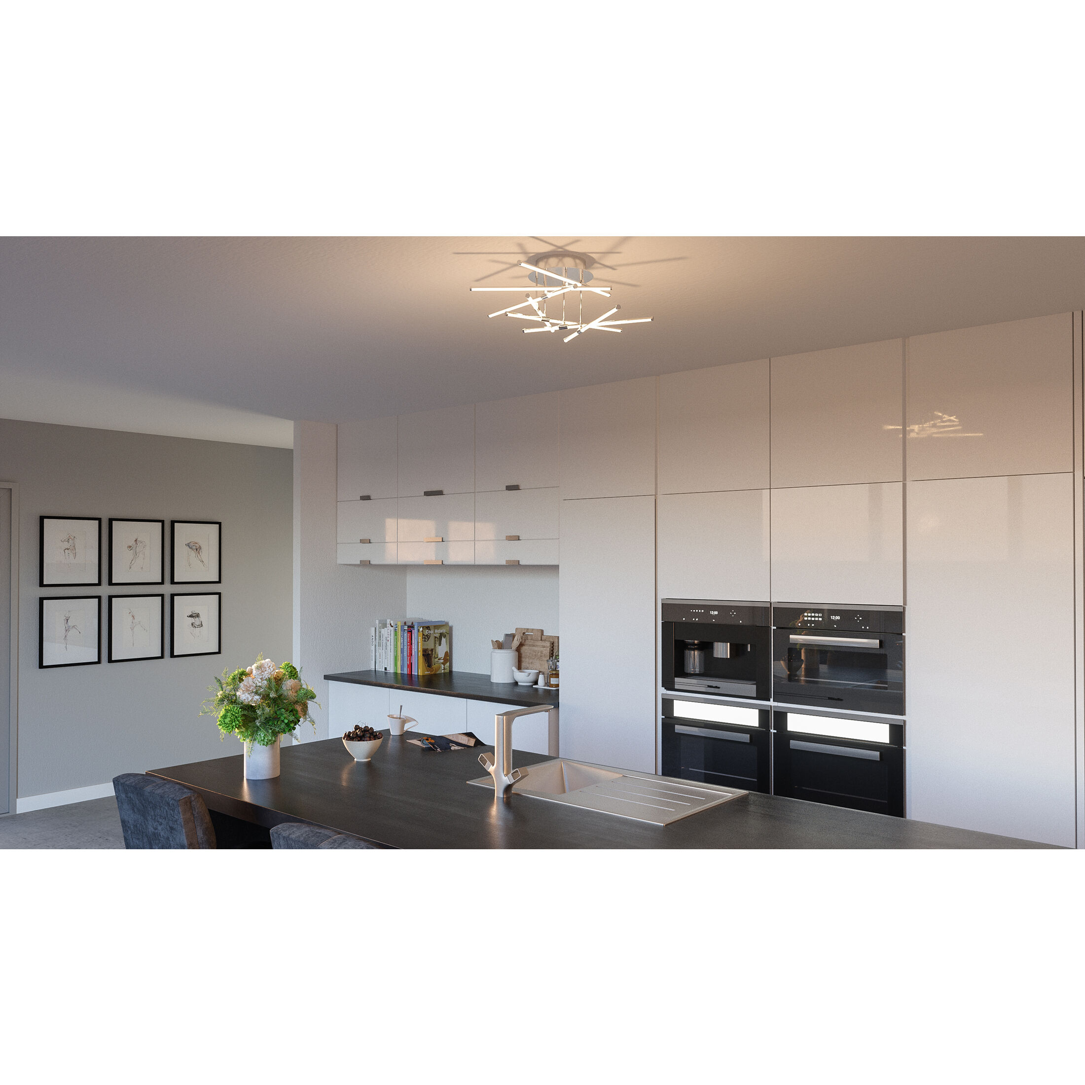 Lightshow LED 22 inch Polished Chrome Semi-Flush Mount Ceiling Light