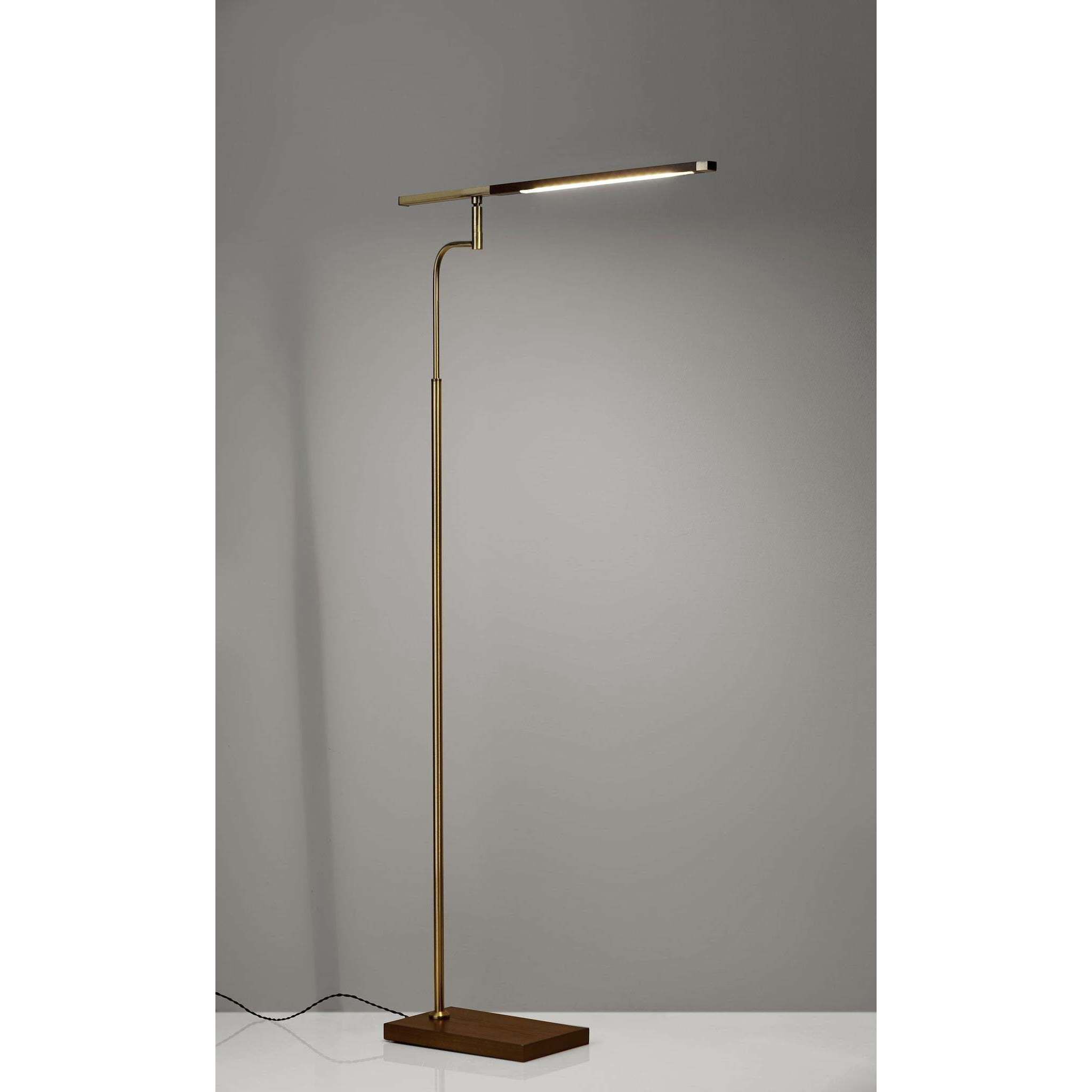 Barrett 51 inch 7.00 watt Walnut with Antique Brass Accents Floor Lamp Portable Light