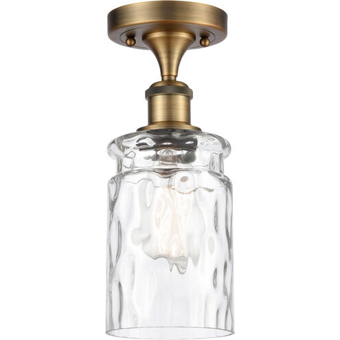 Ballston Candor 1 Light 5 inch Brushed Brass Semi-Flush Mount Ceiling Light in Clear Waterglass, Ballston