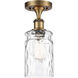 Ballston Candor 1 Light 5 inch Brushed Brass Semi-Flush Mount Ceiling Light in Clear Waterglass, Ballston