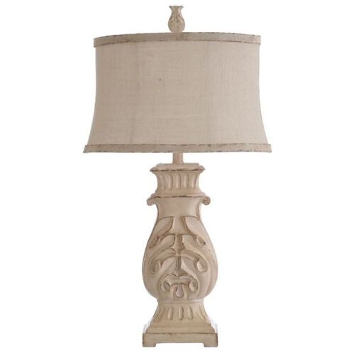 Signature 31 inch 100 watt Distressed Antique White and Beige Table Lamp Portable Light