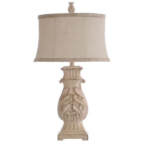 Signature 31 inch 100 watt Distressed Antique White Table Lamp Portable Light