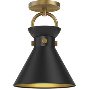 Emerson 1 Light 8.75 inch Aged Gold Semi Flush Mount Ceiling Light in Aged Gold and Matte Black