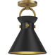 Emerson 1 Light 8.75 inch Aged Gold Semi Flush Mount Ceiling Light in Aged Gold and Matte Black