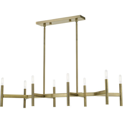 Copenhagen 8 Light 40 inch Antique Brass Linear Chandelier Ceiling Light