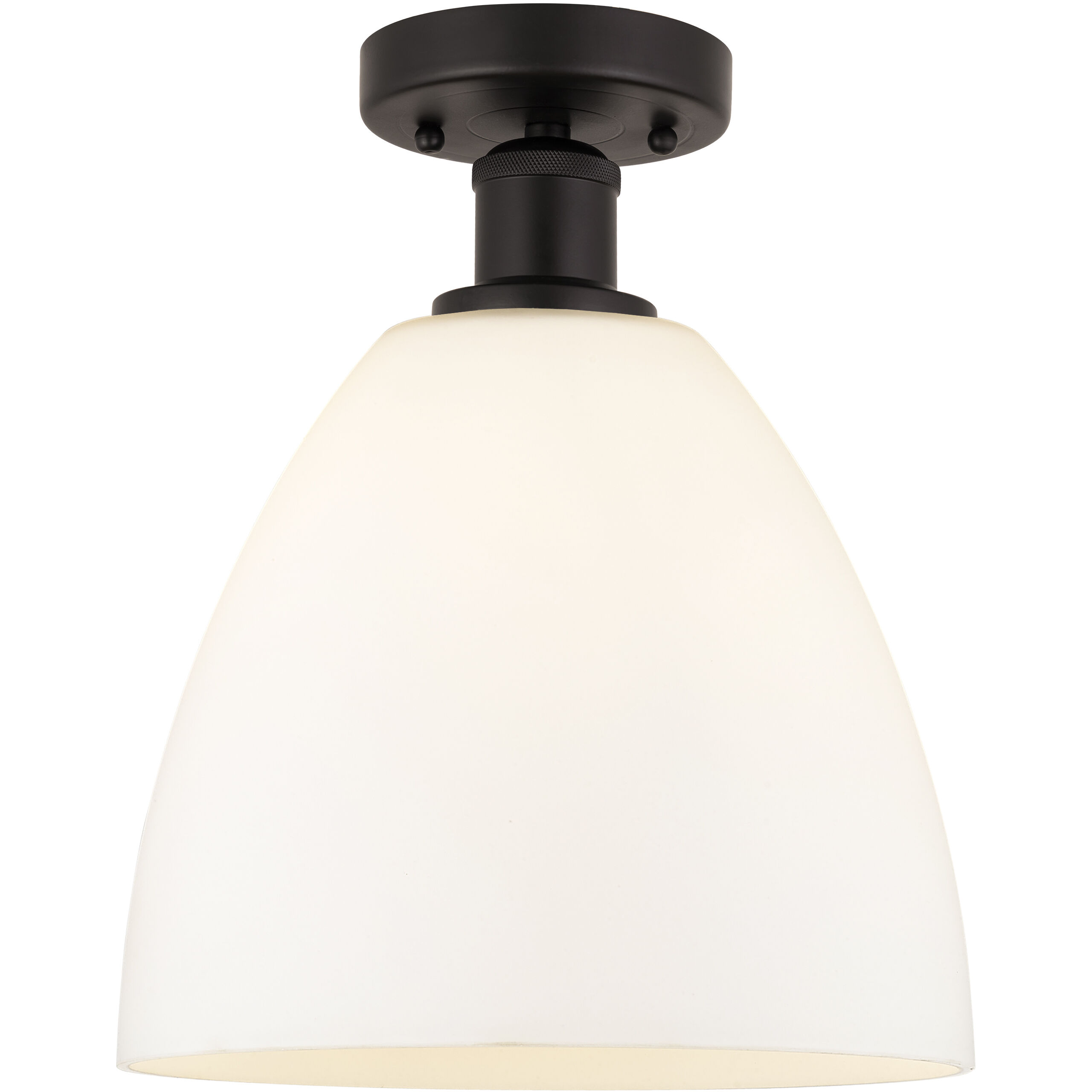 Edison Bristol Glass 1 Light 9 inch Oil Rubbed Bronze Semi-Flush Mount Ceiling Light in Matte White Glass