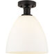 Edison Bristol Glass 1 Light 9 inch Oil Rubbed Bronze Semi-Flush Mount Ceiling Light in Matte White Glass