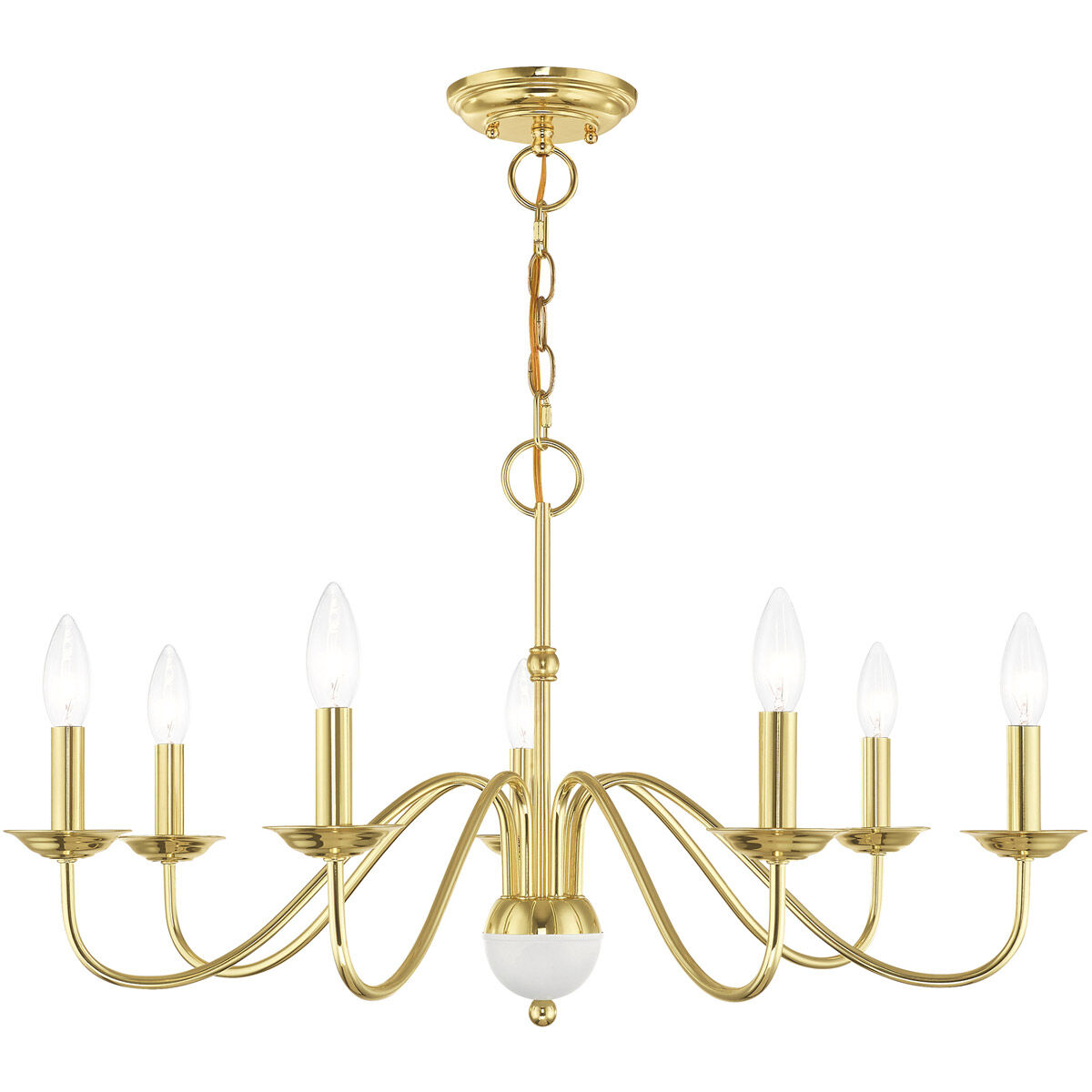 Windsor 7 Light 28 inch Polished Brass Chandelier Ceiling Light