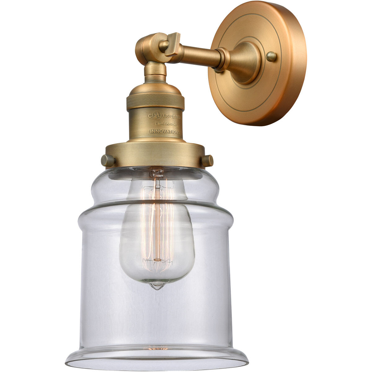 Franklin Restoration Canton 1 Light 6 inch Brushed Brass Semi-Flush Mount Ceiling Light in Clear Glass, Franklin Restoration