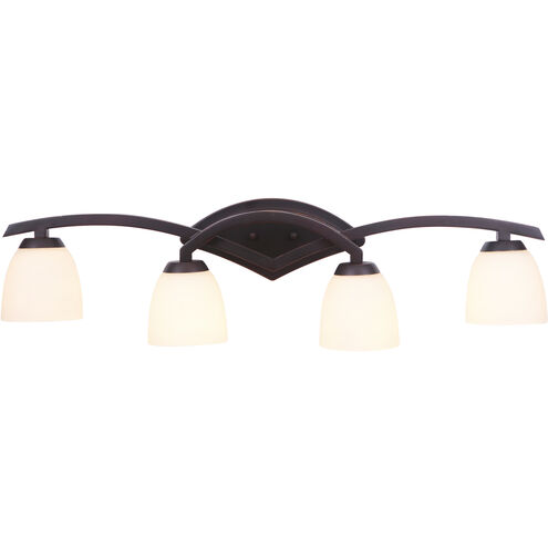 Viewpoint 4 Light 35 inch Oiled Bronze Gilded Vanity Light Wall Light in White Frosted Glass, Jeremiah
