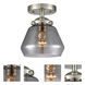 Nouveau Fulton LED 7 inch Brushed Satin Nickel Semi-Flush Mount Ceiling Light in Plated Smoke Glass, Nouveau